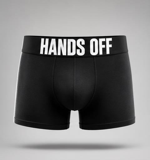 HANDS OFF — black front view